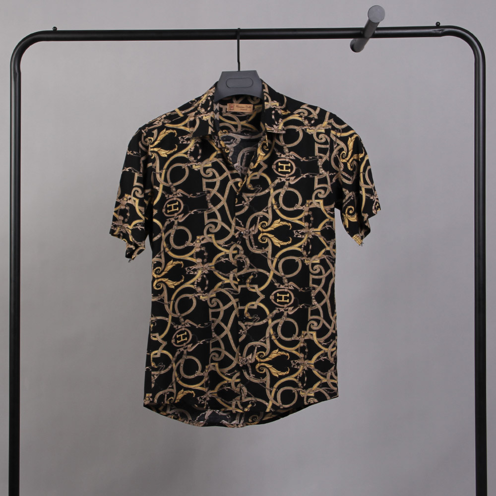 پیراهن هاوایی مدل hermesمشکی 